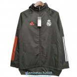 Real Madrid Chaqueta Rompevientos Black White Red 2020-2021