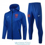 Barcelona Chaqueta Capucha Blue + Pantalon Blue 2021/2022