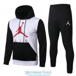 Jordan Chaqueta Capucha White Black + Pantalon 2020-2021