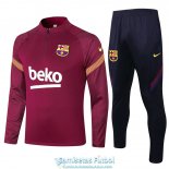 Barcelona Sudadera De Entrenamiento Burgundy + Pantalon 2020-2021