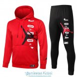 PSG x JORDAN Chaqueta Capucha Red + Pantalon Black 2020-2021