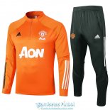 Manchester United Sudadera De Entrenamiento Orange + Pantalon 2020-2021 Manchester United Sudadera De Entrenamiento Orange + Pantalon 2020-2021