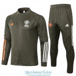 Manchester United Chaqueta Green + Pantalon 2020-2021 Manchester United Chaqueta Green + Pantalon 2020-2021