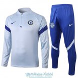 Chelsea Sudadera De Entrenamiento Light Grey + Pantalon 2020-2021